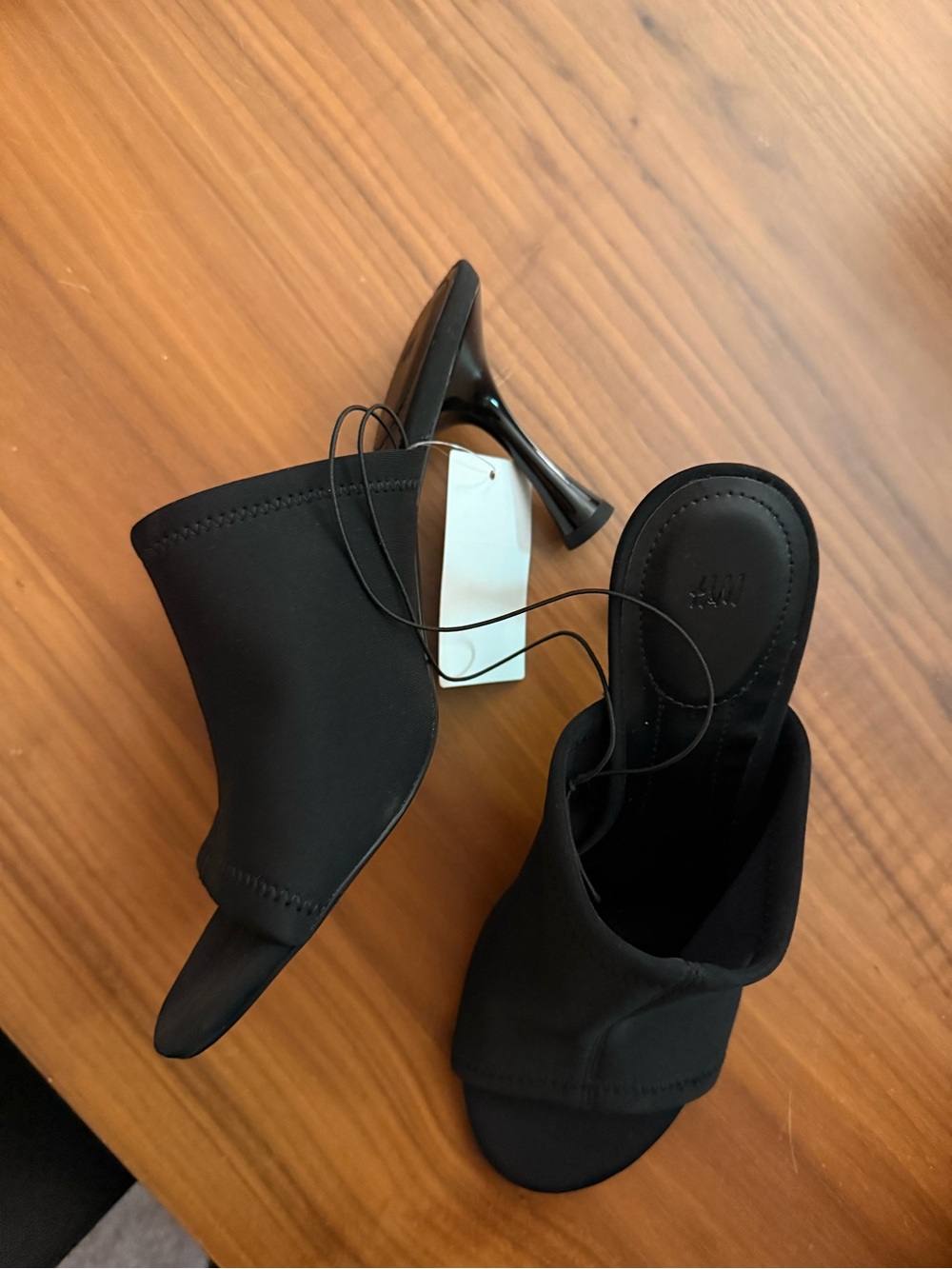 H&M Black Open-Toe Stiletto Mules